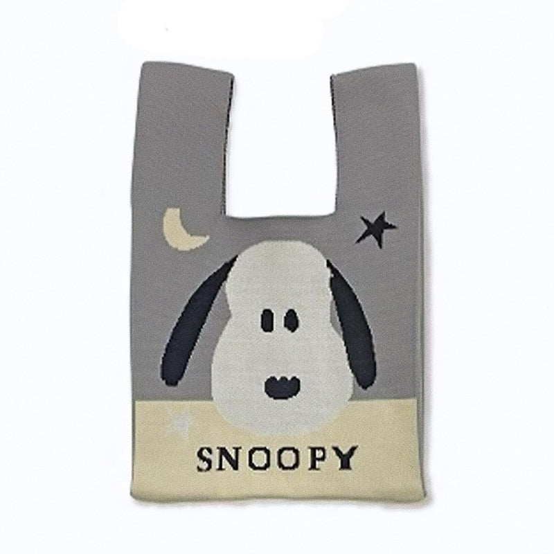 Snoopy Knit tote bag, gray