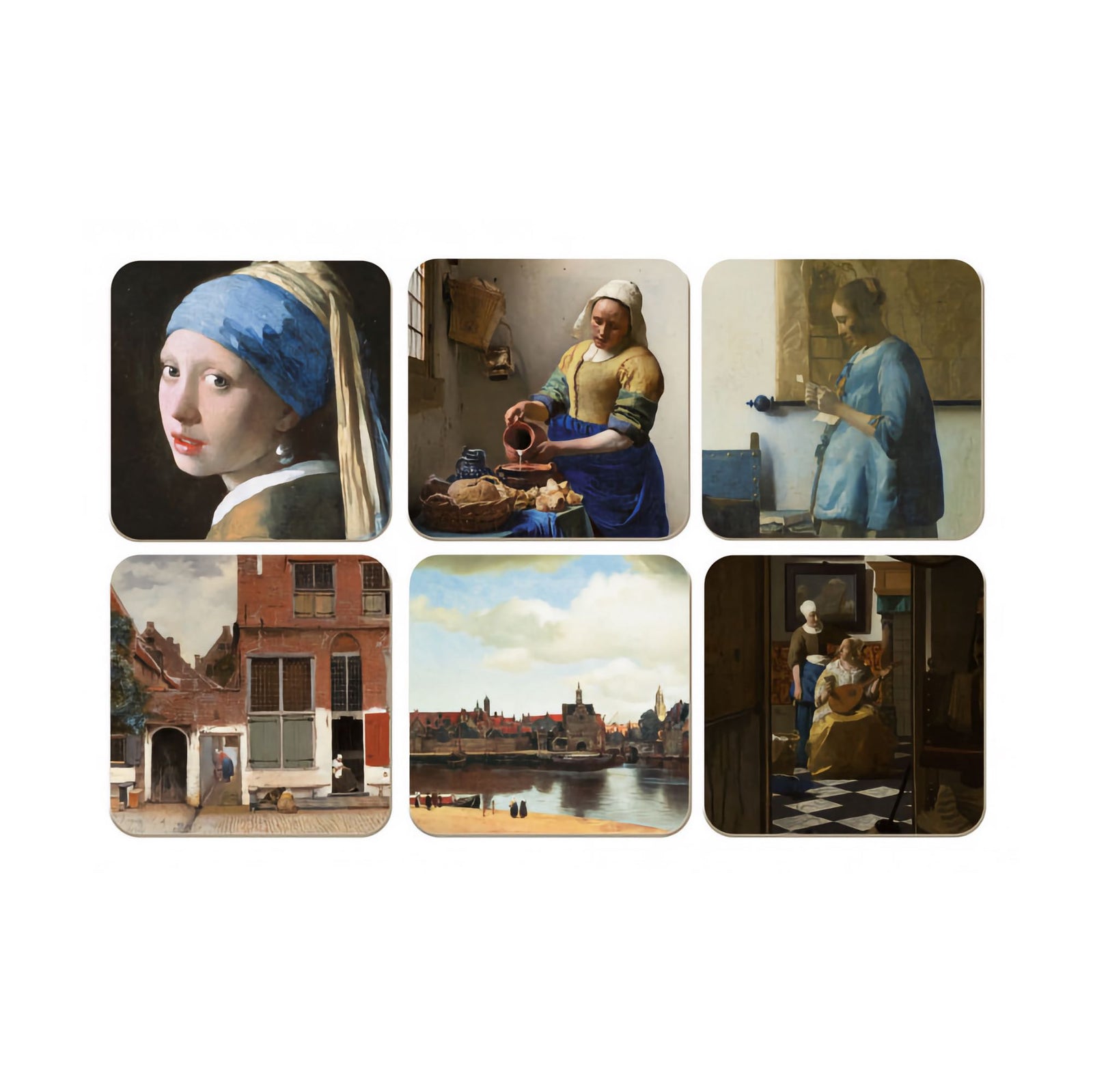 Bekking & Blitz coaster set, girl with pearl earrings