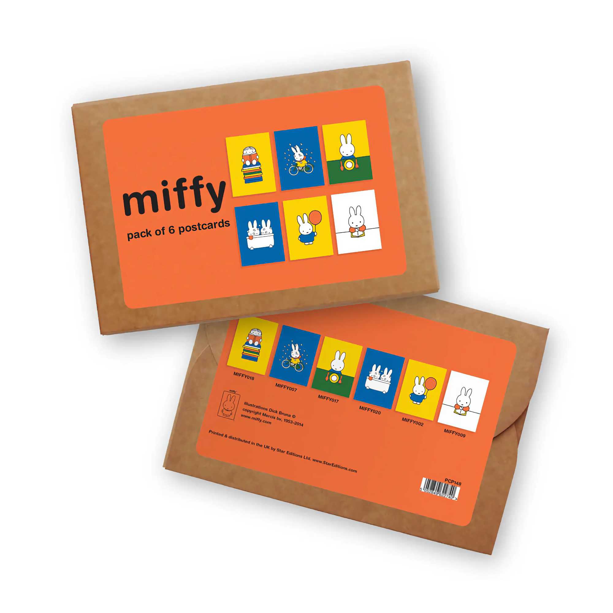 Miffy postcard pack set, orange