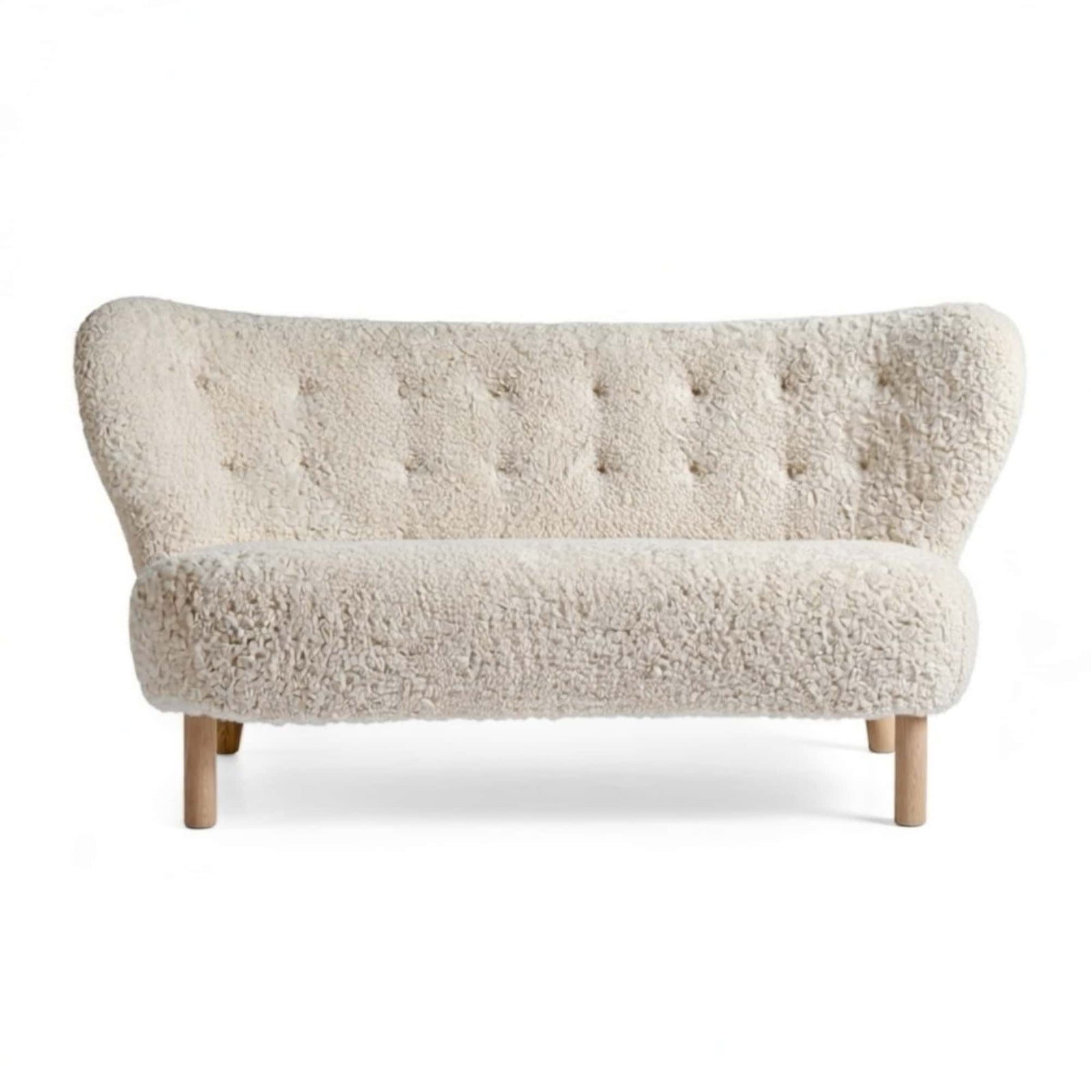 refurbished | &Tradition VB2 Little Petra 2 Seater Sofa, moonlight sheepskin/oak