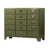Dulton Cabinet 3 Column by 5 Drawers, Olive Drab