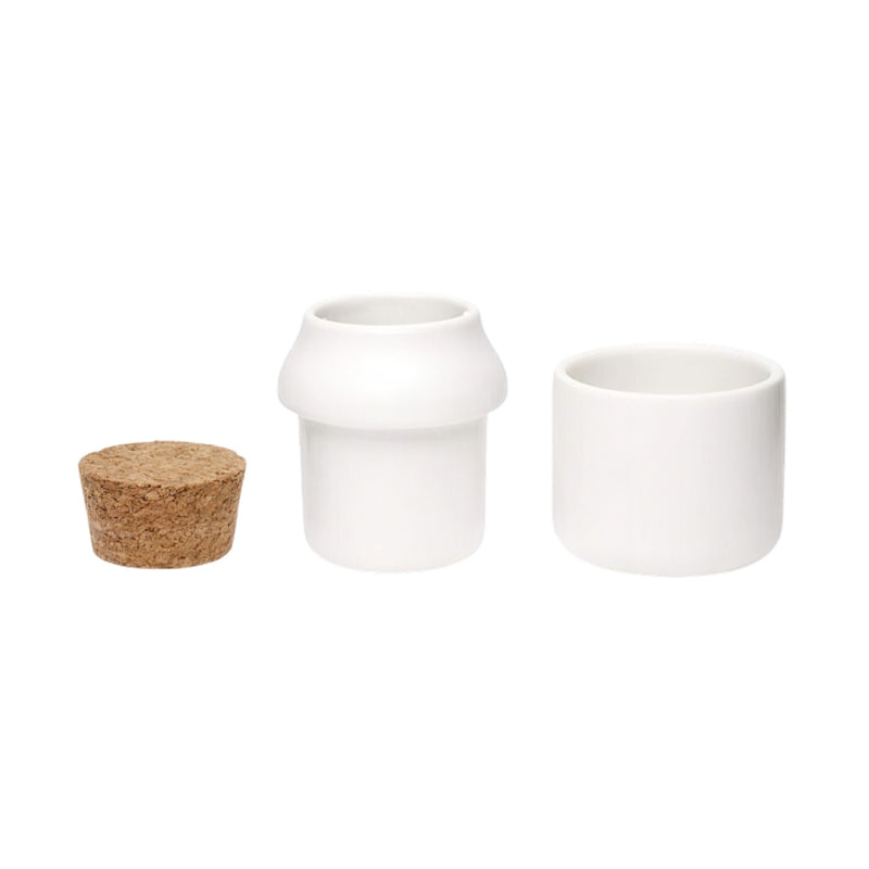 Kikkerland ceramic grinder jar, small white