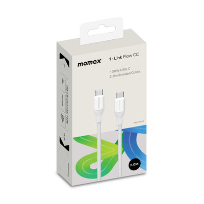Momax 1-Link Flow CC 100W USB-C Braided Cable (2m), White