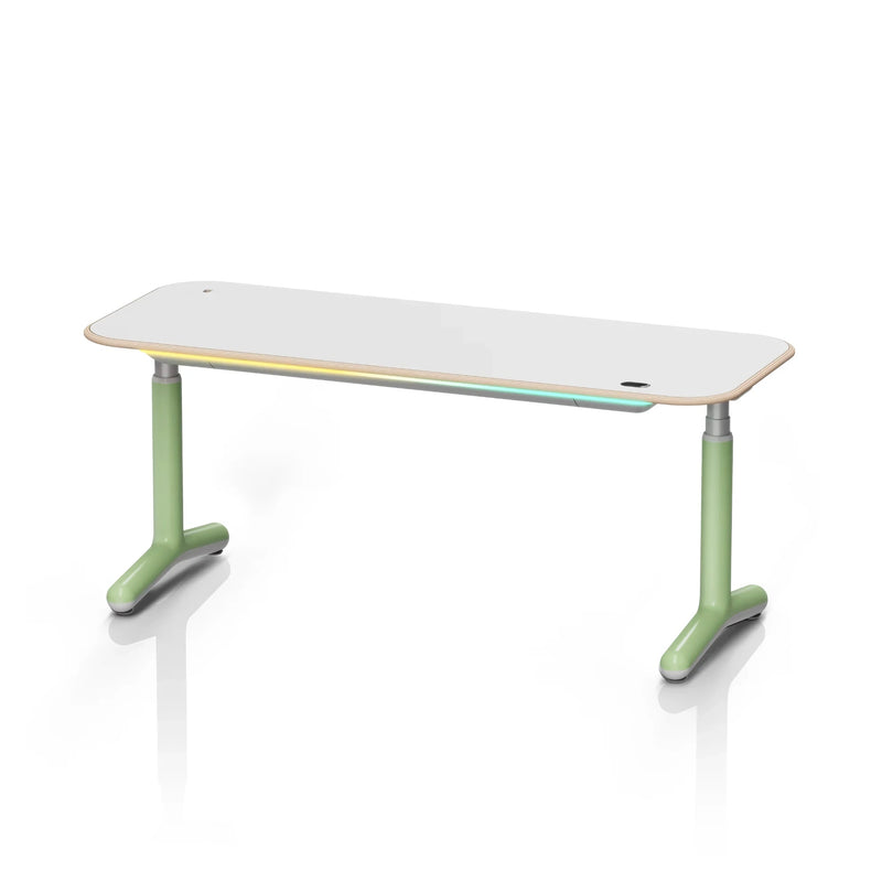 9am Dora Pro hardwood smart electric standing desk, white/green