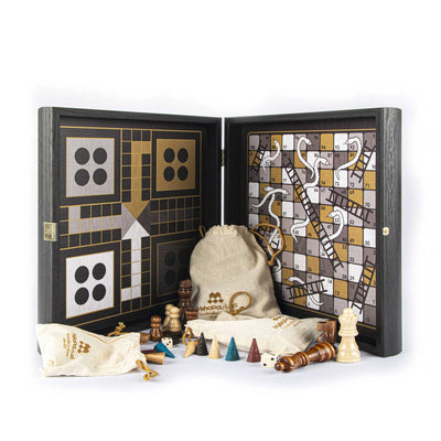 Manopoulos 4 in 1 Combo Game (Chess/Backgammon/Ludo/Snakes) , Modern Style