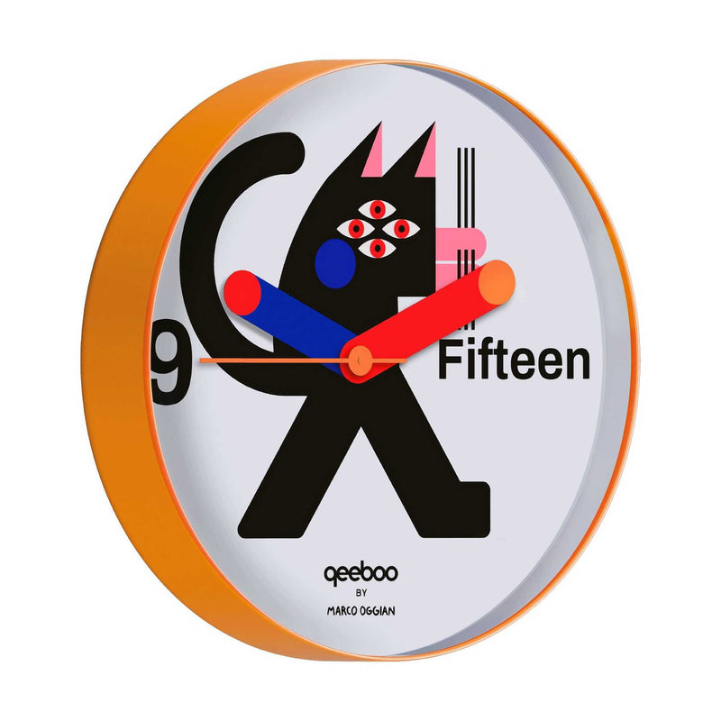 Qeeboo Black Cat wall clock by Marco Oggian