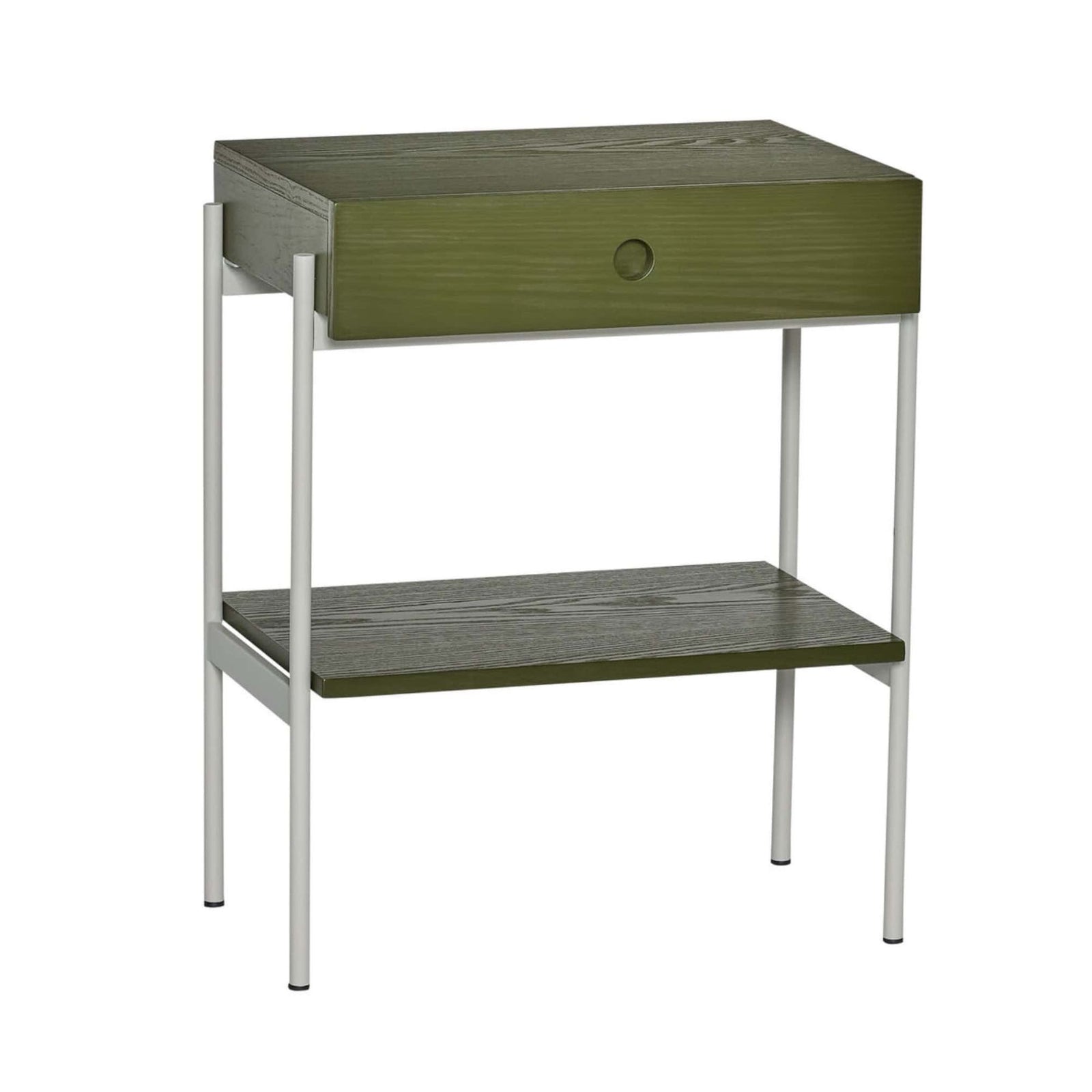 Hubsch Noir bedside table, green/off white