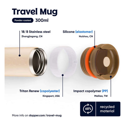Dopper Travel Mug thermal mug 300ml, earthy brown