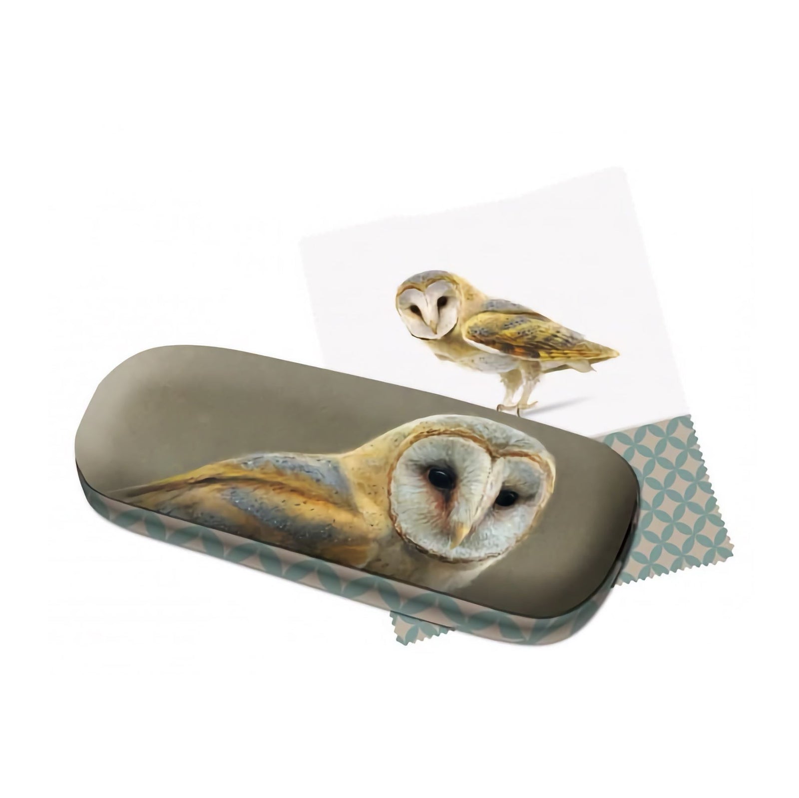 Bekking & Blitz glasses case with microfibre cloth, owl