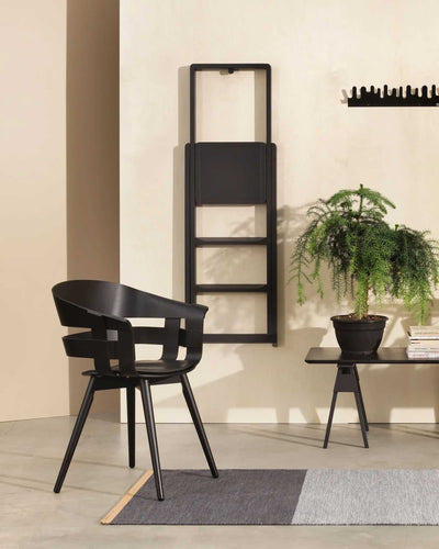 Design house Stockholm Step Ladder 3 Steps with wall mount, black lacquered