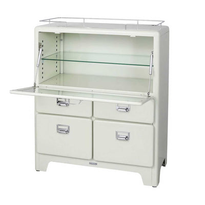 Dulton Cup Board with Open Shelf Top (w78xd42xh98.5cm) , Ivory