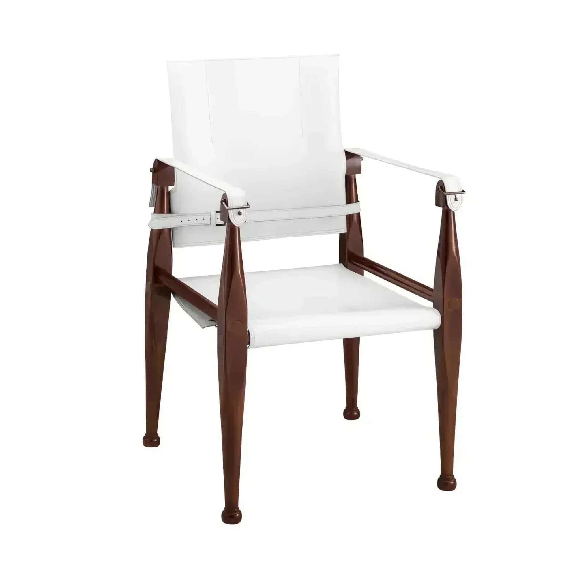 Authentic Models Bridle Leather Campaign chair, white