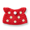 Just Dutch handmade crocheted outfit, red flower dress