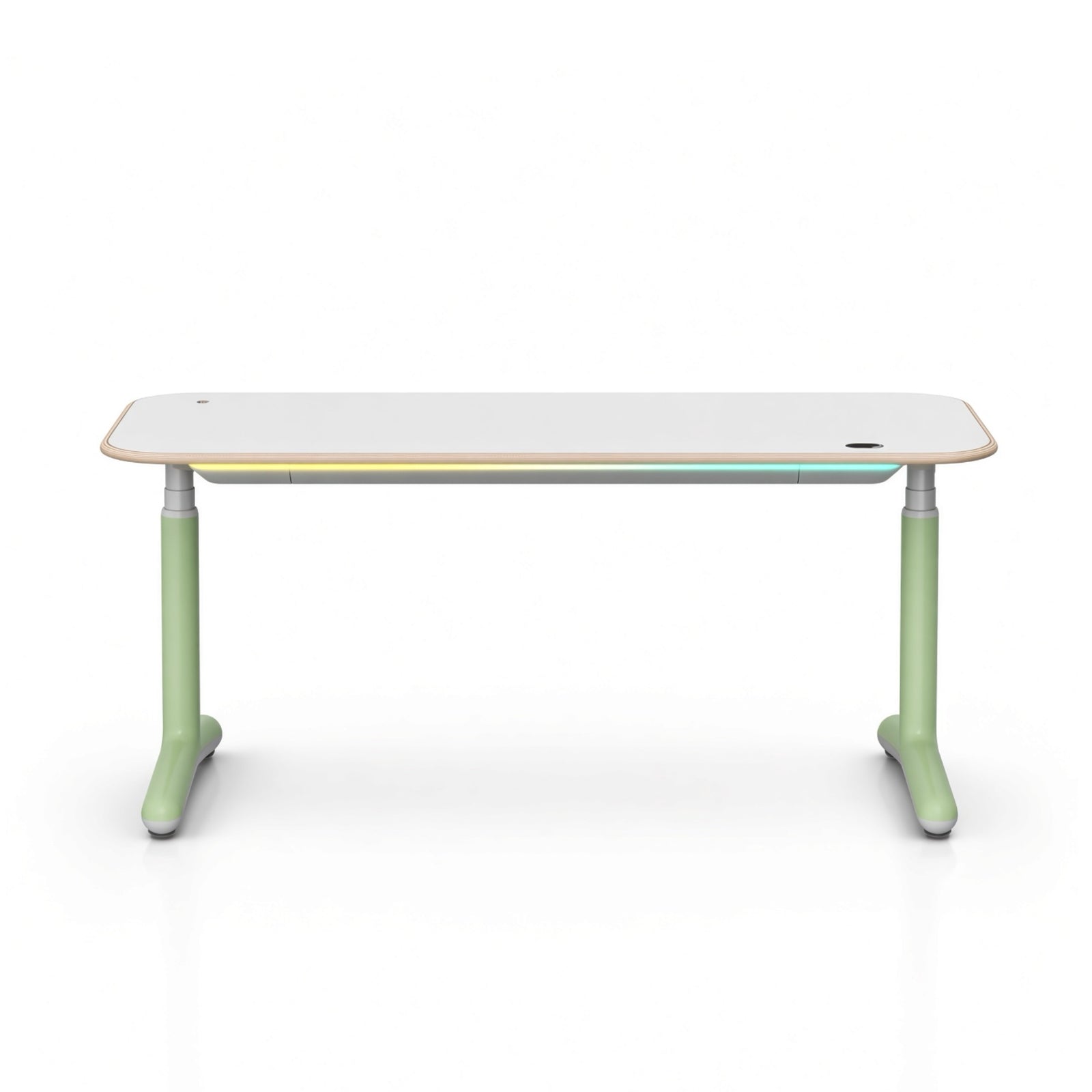 9am Dora Pro hardwood smart electric standing desk, white/green