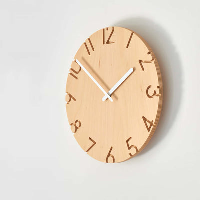 Lemnos Carved Wood Birch wall clock