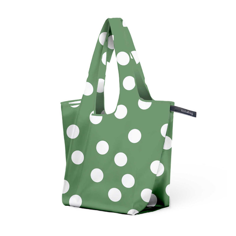 Notabag Foldable Tote, Olive Dots