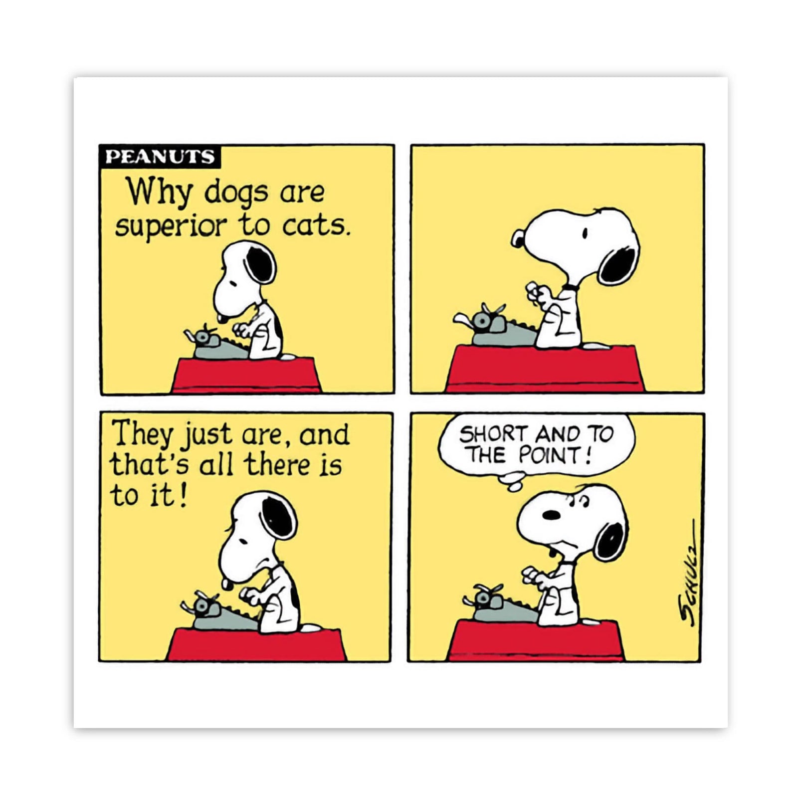 Hype Snoopy card, dogs are superior to cats