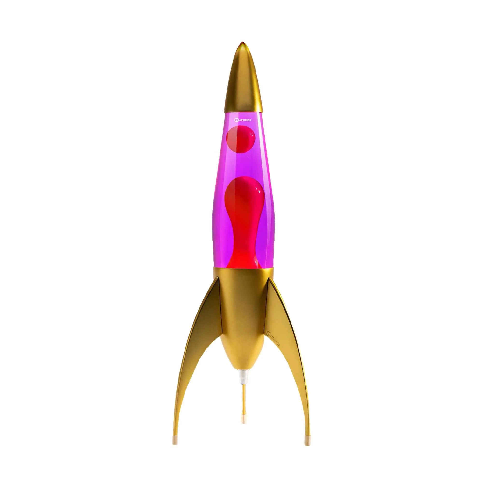 Mathmos Telstar Gold Rocket lava lamp, Violet/Red Lava