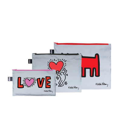 Loqi KEITH HARING Dog, Heart, Love Reflective Zip Pockets