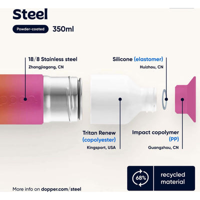 Dopper Steel bottle 350ml, sunset pink