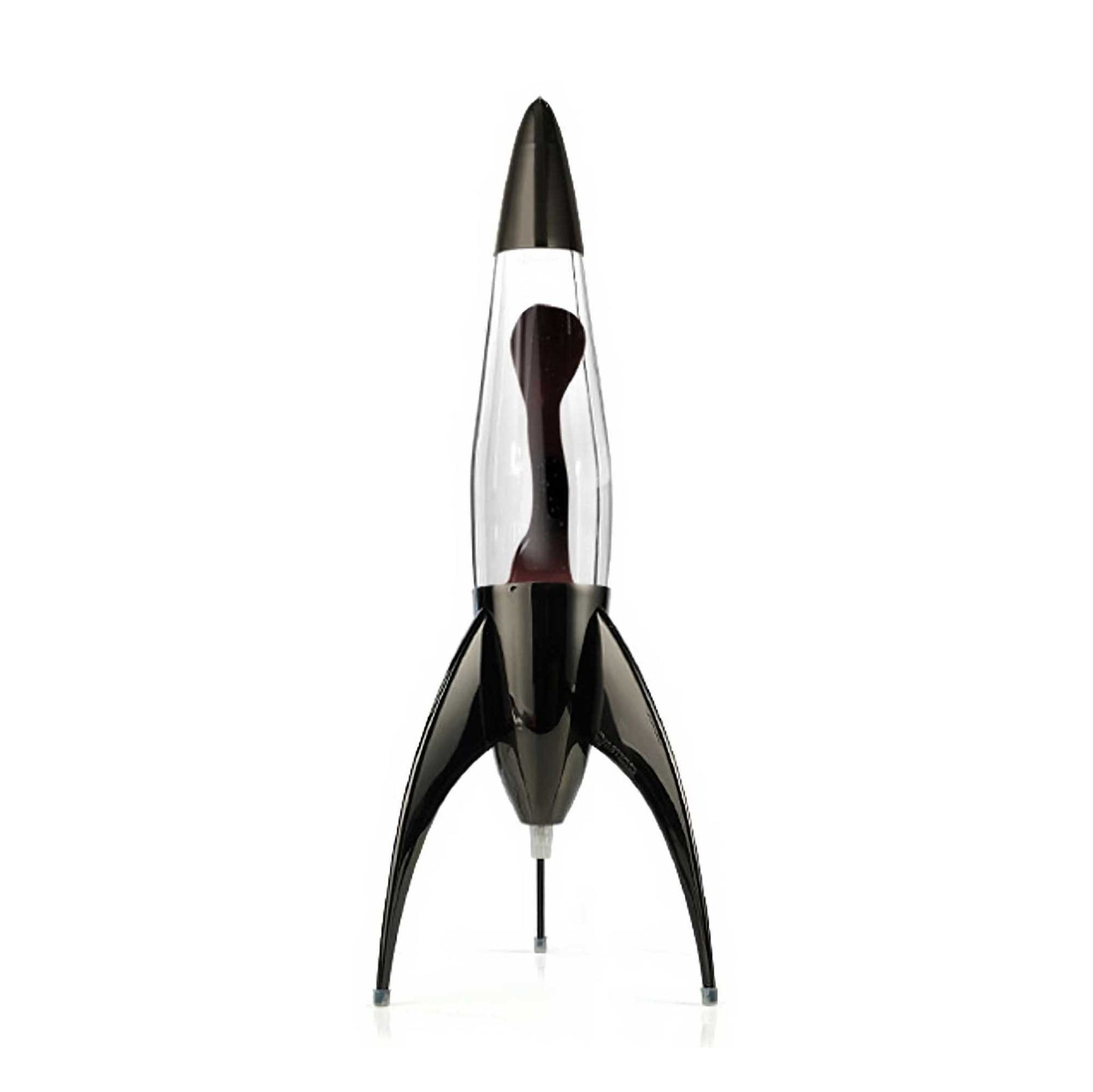 Mathmos Telstar Black rocket lava lamp, clear/black