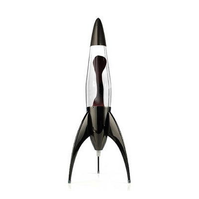 Mathmos Telstar Black rocket lava lamp, clear/black