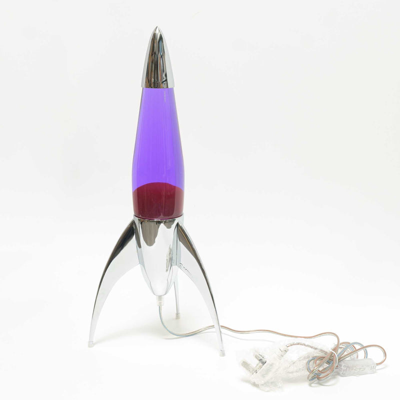 refurbised | Mathmos Telstar Silver Rocket Lava Lamp, Violet/Red