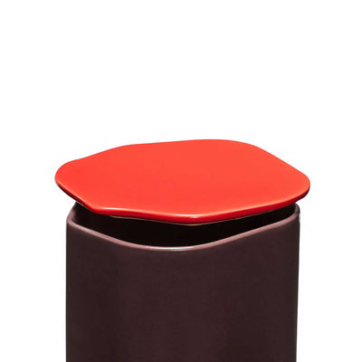 Hubsch Amare Canister with Lid Large, Burgundy/Red