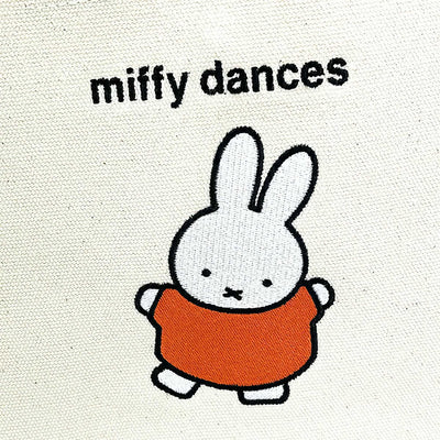 Miffy embroidery tote bag, miffy dancing
