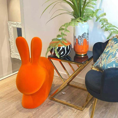 Qeeboo Rabbit Chair Baby, velvet orange