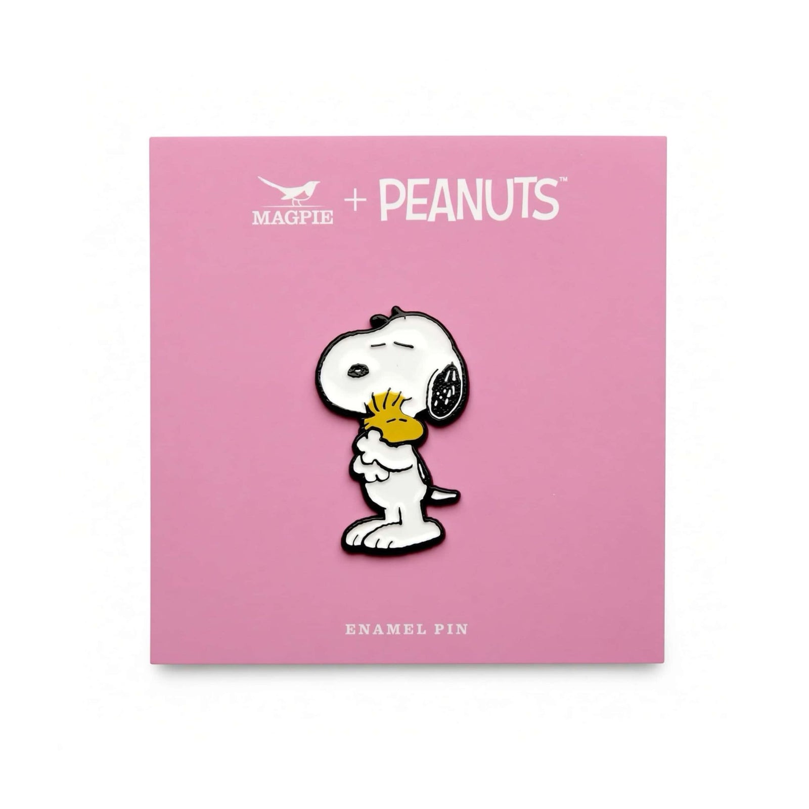 Peanuts x Magpie Snoopy enamel pin, hugs