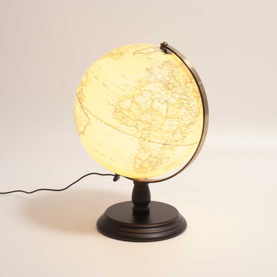 refurbished | WoodGlobe Antique Map globe lamp 10"