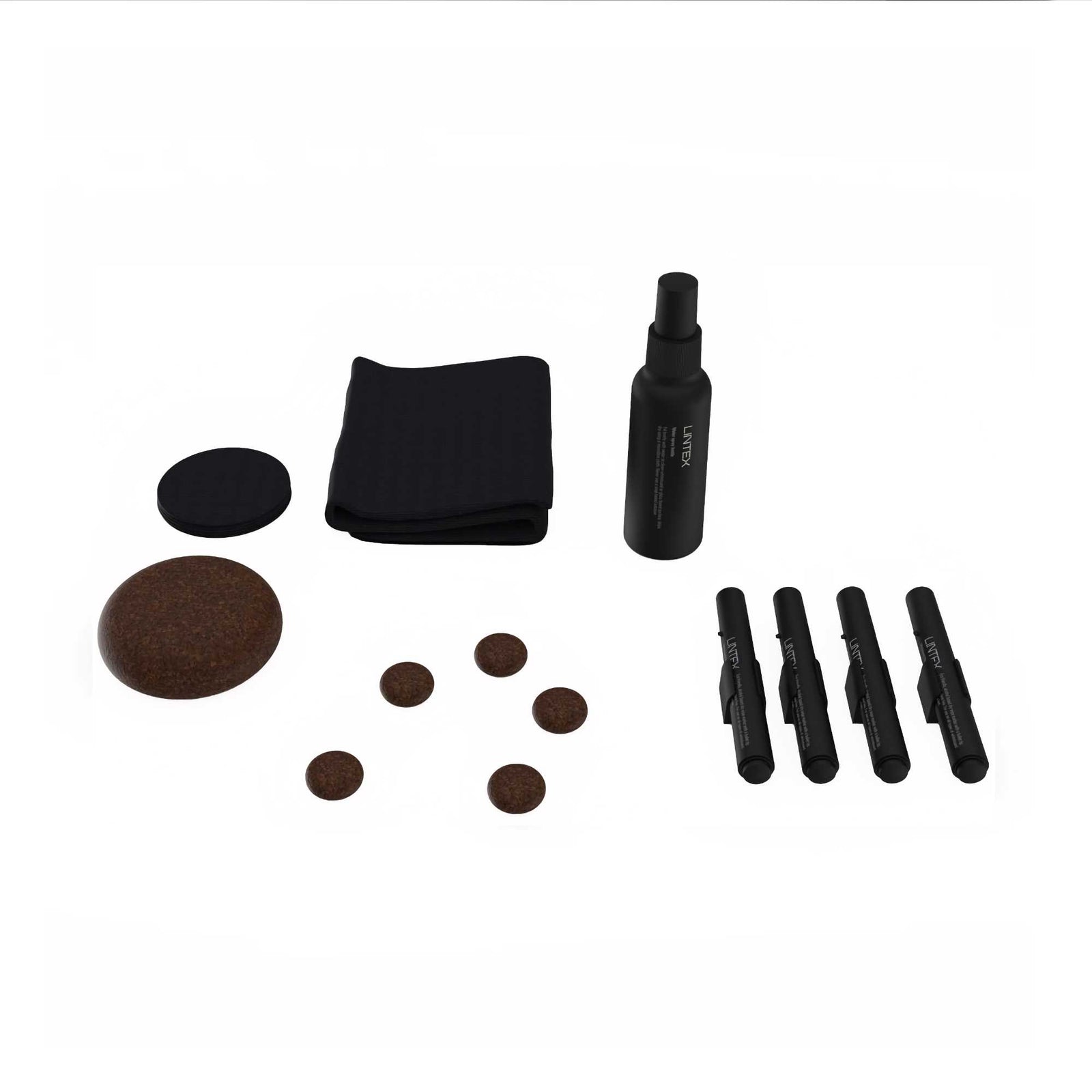Lintex Starter set for glass writing board and whiteboard, Black Cork