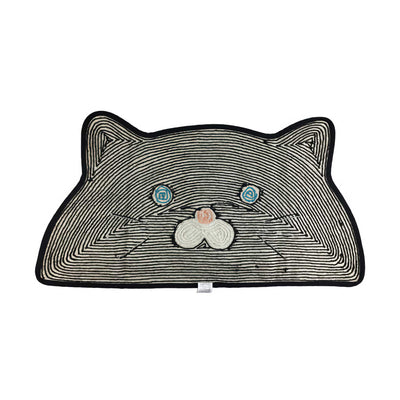 Neko Masshigura Semi-Circular Animal Door Mat, Black Cat