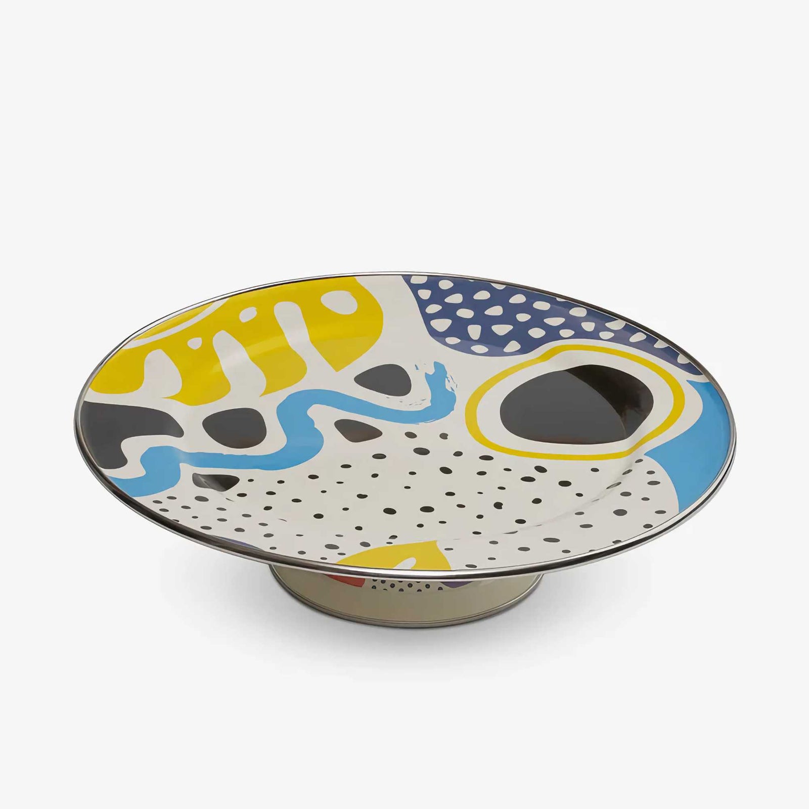 Kapka Enamel Flashback Footed Cake Serving Plate