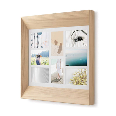 Umbra Lookout Wall Picture Frame Collage for 8 Photos 10 x 15 cm, Paulownia Wood