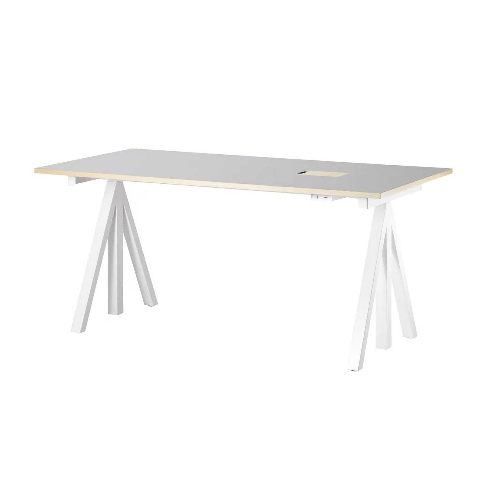 STRING WORKS Height-adjustable Work Desk (W140xD78) , Light Grey/White