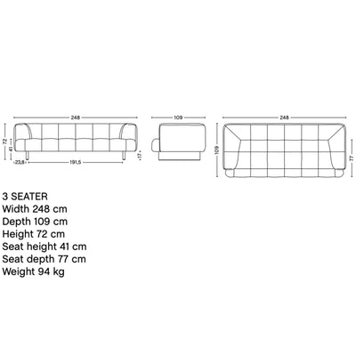 Hay Quilton Lift 3-Seater