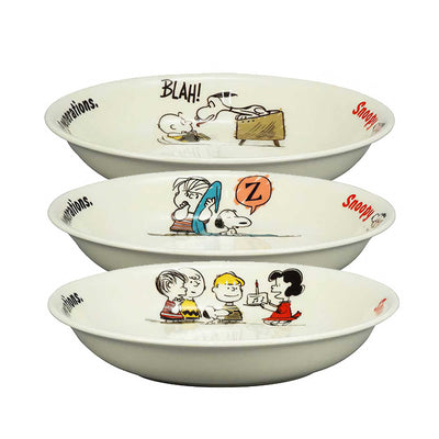 Snoopy Peanuts Friends 1960 Trio Pasta Plate Set