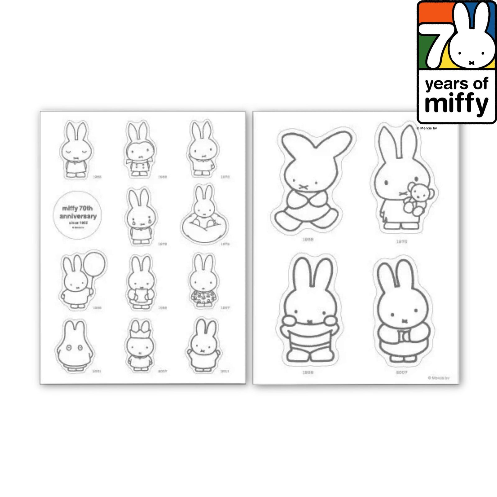 Miffy 70th anniversary interior sticker, monotone