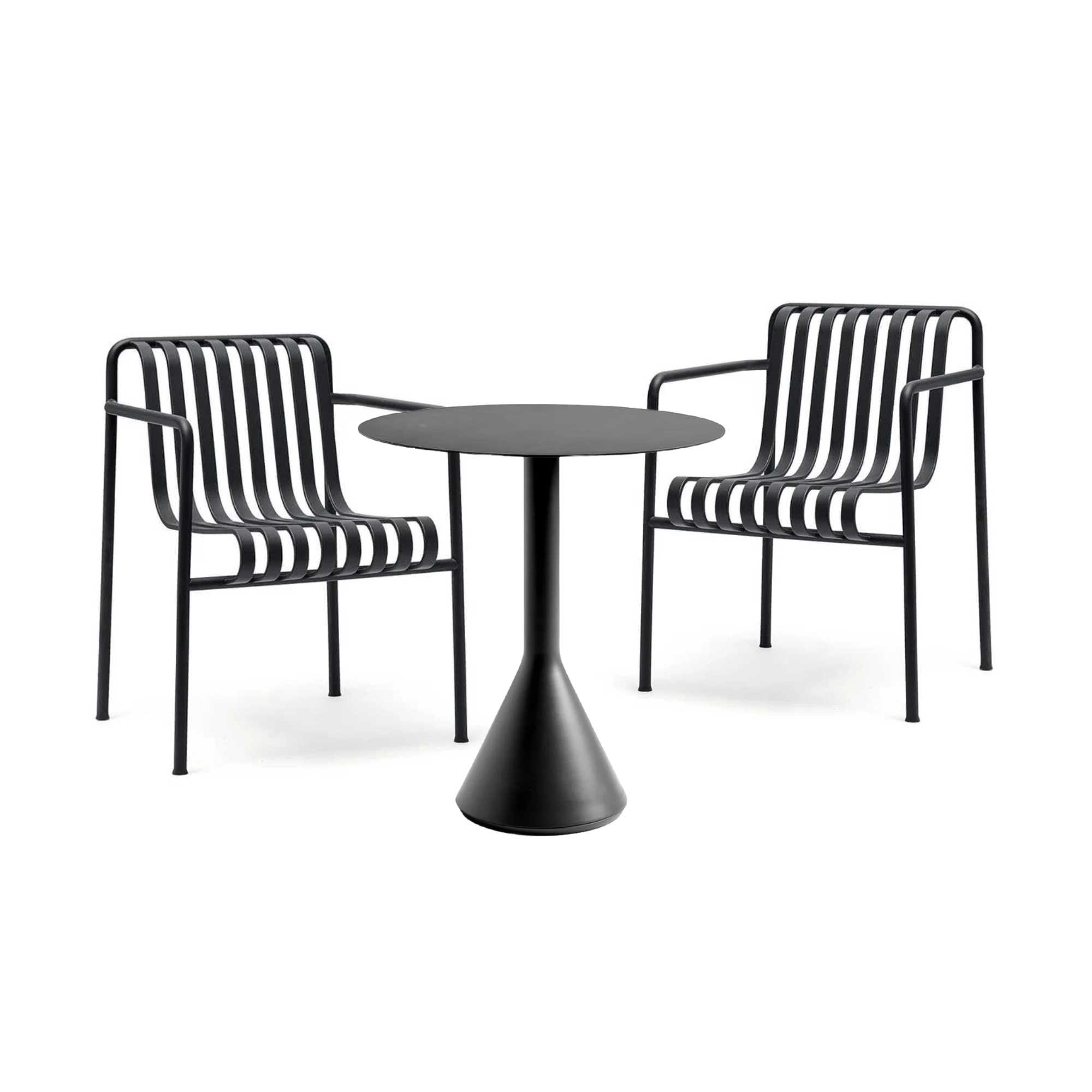 HAY Palissade dining armchairs & cone table Ø70