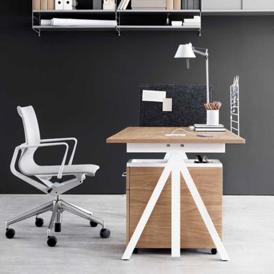 STRING WORKS Height-adjustable Work Desk (W180xD90) , Ash/White
