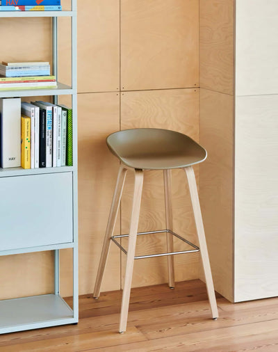 Hay About A Stool AAS32 LOW counter stool (65cm), pastel green/walnut