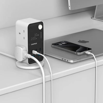 1-Charge Work Flow 6-Outlet GaN Power Tower 35W with USB Ports