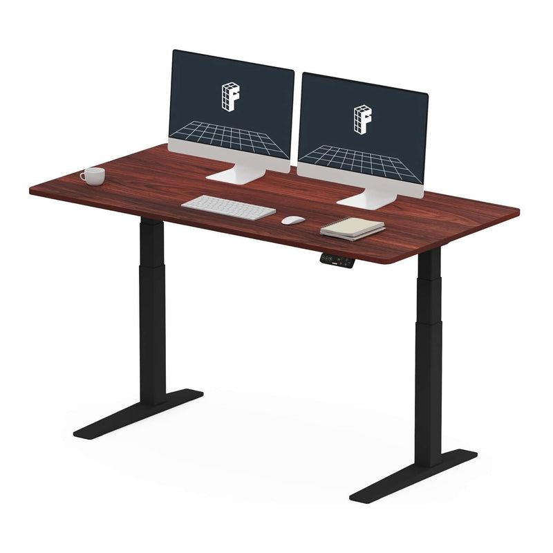 Flexispot E7 Pro electric height adjustable desk, mahogany/black