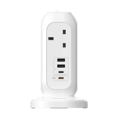 Momax 1-Plug 7-Outlet Power Strip With USB, White