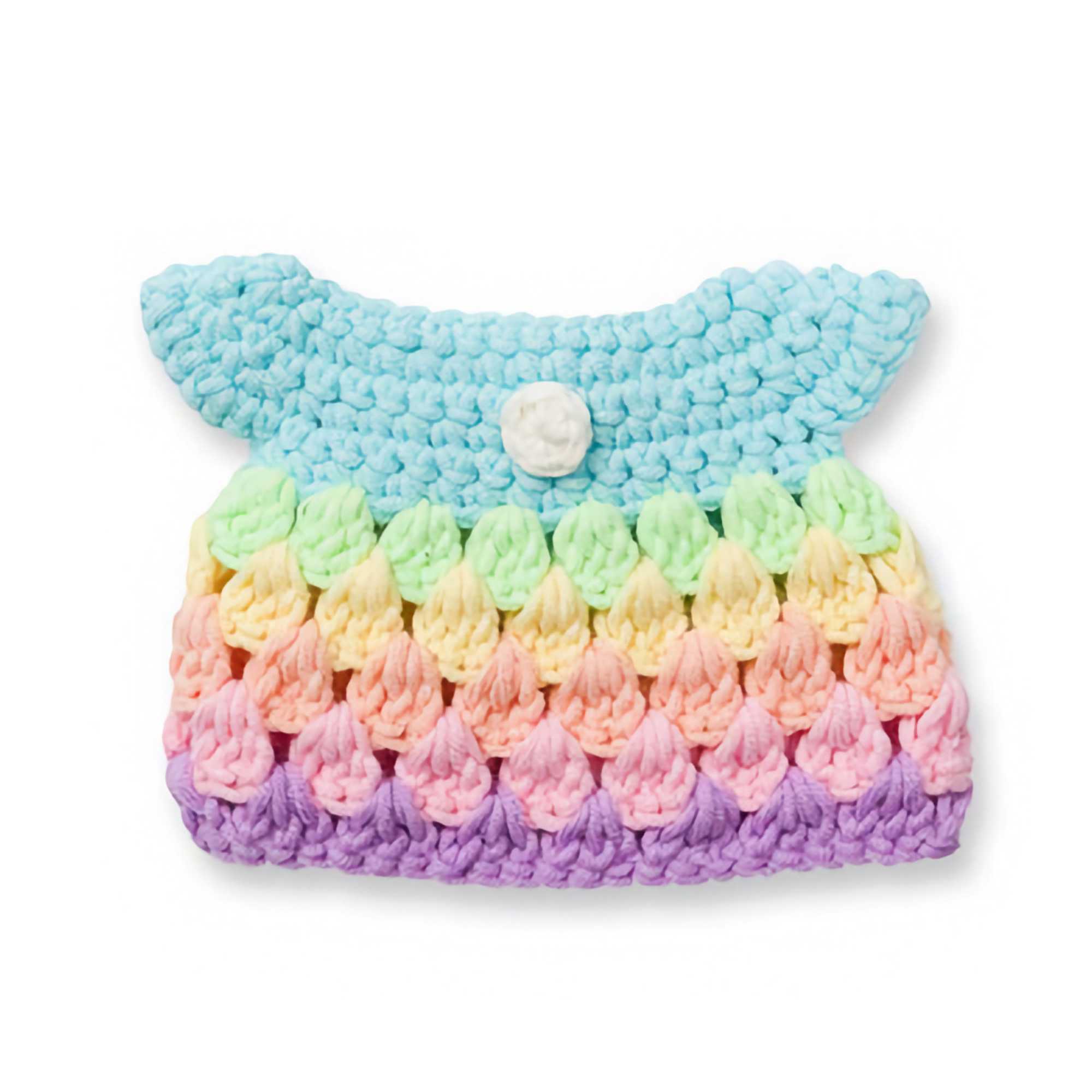 Just Dutch handmade crocheted outfit,  pastel rainbow dress