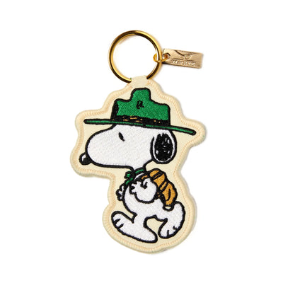 Peanuts x Magpie Snoopy embroidered patch key charm, camp