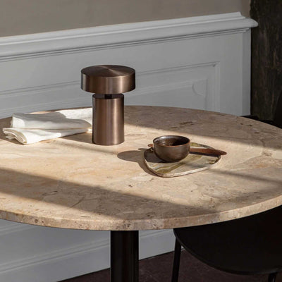 Harbour Column table round with star base Ø80, black/kunis breccia stone