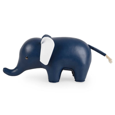 Zuny Bookend Elephant , Midnight Blue/White